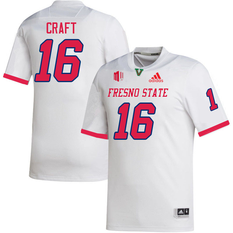 Fresno State Bulldogs #16 Jonathan Craft College Football Jerseys Stitched-White Fresno State Bulldogs #16 Jonathan Craft College Football Jerseys Stitched-White